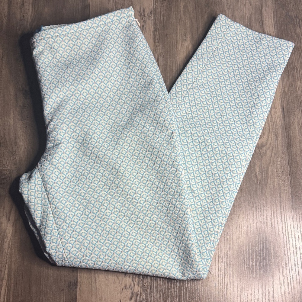 J. McLaughlin Blue and Beige Patterned Trousers